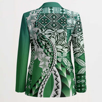 Aloha Vintage Plumeria Hawaiian Tapa Pattern Blazer Green Hawaiian Tapa Pattern - Polynesian Pride