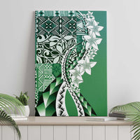 Aloha Vintage Plumeria Hawaiian Tapa Pattern Canvas Wall Art Green Hawaiian Tapa Pattern - Polynesian Pride
