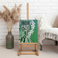 Aloha Vintage Plumeria Hawaiian Tapa Pattern Canvas Wall Art Green Hawaiian Tapa Pattern - Polynesian Pride