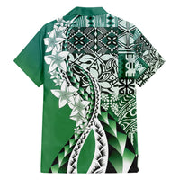 Aloha Vintage Plumeria Hawaiian Tapa Pattern Family Matching Puletasi and Hawaiian Shirt Green Hawaiian Tapa Pattern - Polynesian Pride