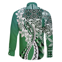 Aloha Vintage Plumeria Hawaiian Tapa Pattern Family Matching Puletasi and Hawaiian Shirt Green Hawaiian Tapa Pattern - Polynesian Pride