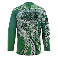 Aloha Vintage Plumeria Hawaiian Tapa Pattern Hockey Jersey Green Hawaiian Tapa Pattern - Polynesian Pride