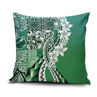 Aloha Vintage Plumeria Hawaiian Tapa Pattern Pillow Cover Green Hawaiian Tapa Pattern - Polynesian Pride