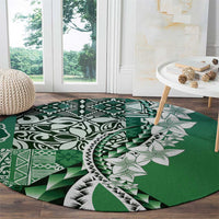 Aloha Vintage Plumeria Hawaiian Tapa Pattern Round Carpet Green Hawaiian Tapa Pattern - Polynesian Pride