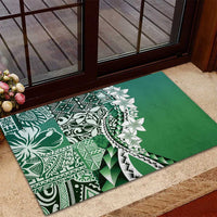 Aloha Vintage Plumeria Hawaiian Tapa Pattern Rubber Doormat Green Hawaiian Tapa Pattern - Polynesian Pride