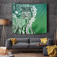 Aloha Vintage Plumeria Hawaiian Tapa Pattern Tapestry Green Hawaiian Tapa Pattern - Polynesian Pride