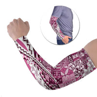 Aloha Vintage Plumeria Hawaiian Tapa Pattern Arm Sleeves Pink Hawaiian Tapa Pattern - Polynesian Pride