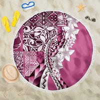 Aloha Vintage Plumeria Hawaiian Tapa Pattern Beach Blanket Pink Hawaiian Tapa Pattern - Polynesian Pride
