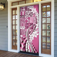 Aloha Vintage Plumeria Hawaiian Tapa Pattern Door Cover Pink Hawaiian Tapa Pattern - Polynesian Pride