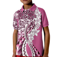 Aloha Vintage Plumeria Hawaiian Tapa Pattern Kid Polo Shirt Pink Hawaiian Tapa Pattern - Polynesian Pride