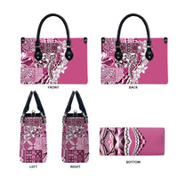 Aloha Vintage Plumeria Hawaiian Tapa Pattern Leather Bag Pink Hawaiian Tapa Pattern - Polynesian Pride