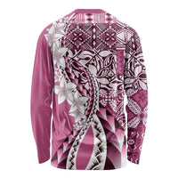 Aloha Vintage Plumeria Hawaiian Tapa Pattern Long Sleeve Shirt Pink Hawaiian Tapa Pattern - Polynesian Pride