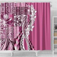 Aloha Vintage Plumeria Hawaiian Tapa Pattern Shower Curtain Pink Hawaiian Tapa Pattern - Polynesian Pride