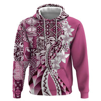 Aloha Vintage Plumeria Hawaiian Tapa Pattern Zip Hoodie Pink Hawaiian Tapa Pattern - Polynesian Pride
