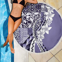 Aloha Vintage Plumeria Hawaiian Tapa Pattern Beach Blanket Purple Hawaiian Tapa Pattern - Polynesian Pride