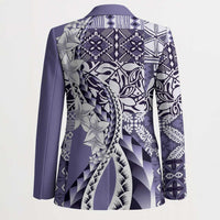 Aloha Vintage Plumeria Hawaiian Tapa Pattern Blazer Purple Hawaiian Tapa Pattern - Polynesian Pride