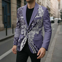 Aloha Vintage Plumeria Hawaiian Tapa Pattern Blazer Purple Hawaiian Tapa Pattern - Polynesian Pride