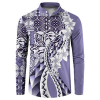 Aloha Vintage Plumeria Hawaiian Tapa Pattern Button Sweatshirt Purple Hawaiian Tapa Pattern - Polynesian Pride