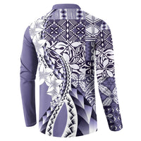 Aloha Vintage Plumeria Hawaiian Tapa Pattern Button Sweatshirt Purple Hawaiian Tapa Pattern - Polynesian Pride