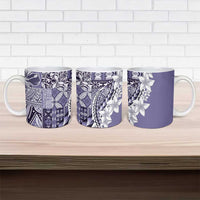 Aloha Vintage Plumeria Hawaiian Tapa Pattern Ceramic Mug Purple Hawaiian Tapa Pattern - Polynesian Pride