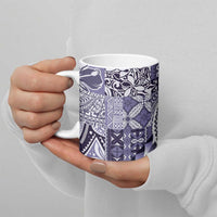 Aloha Vintage Plumeria Hawaiian Tapa Pattern Ceramic Mug Purple Hawaiian Tapa Pattern - Polynesian Pride