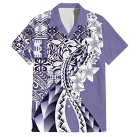 Aloha Vintage Plumeria Hawaiian Tapa Pattern Family Matching Off The Shoulder Long Sleeve Dress and Hawaiian Shirt Purple Hawaiian Tapa Pattern - Polynesian Pride