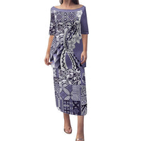 Aloha Vintage Plumeria Hawaiian Tapa Pattern Family Matching Puletasi and Hawaiian Shirt Purple Hawaiian Tapa Pattern - Polynesian Pride