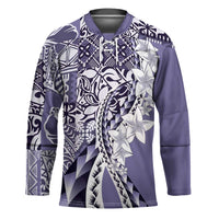 Aloha Vintage Plumeria Hawaiian Tapa Pattern Hockey Jersey Purple Hawaiian Tapa Pattern - Polynesian Pride