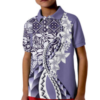 Aloha Vintage Plumeria Hawaiian Tapa Pattern Kid Polo Shirt Purple Hawaiian Tapa Pattern - Polynesian Pride