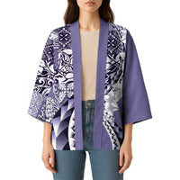 Aloha Vintage Plumeria Hawaiian Tapa Pattern Kimono Purple Hawaiian Tapa Pattern - Polynesian Pride