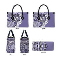 Aloha Vintage Plumeria Hawaiian Tapa Pattern Leather Bag Purple Hawaiian Tapa Pattern - Polynesian Pride