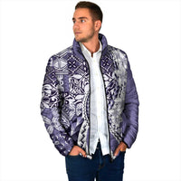 Aloha Vintage Plumeria Hawaiian Tapa Pattern Padded Jacket Purple Hawaiian Tapa Pattern - Polynesian Pride