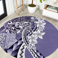 Aloha Vintage Plumeria Hawaiian Tapa Pattern Round Carpet Purple Hawaiian Tapa Pattern - Polynesian Pride