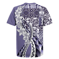 Aloha Vintage Plumeria Hawaiian Tapa Pattern Rugby Jersey Purple Hawaiian Tapa Pattern - Polynesian Pride