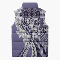 Aloha Vintage Plumeria Hawaiian Tapa Pattern Sleeveless Puffer Jacket Purple Hawaiian Tapa Pattern - Polynesian Pride