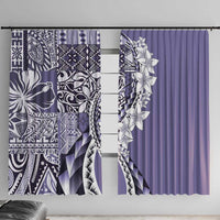Aloha Vintage Plumeria Hawaiian Tapa Pattern Window Curtain Purple Hawaiian Tapa Pattern - Polynesian Pride