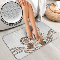 Polynesian Manta Ray Bathroom Set Beige Floral Turtle Tattoo - Polynesian Pride