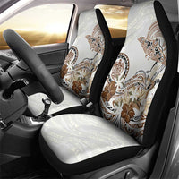Polynesian Manta Ray Car Seat Cover Beige Floral Turtle Tattoo - Polynesian Pride