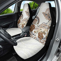 Polynesian Manta Ray Car Seat Cover Beige Floral Turtle Tattoo - Polynesian Pride