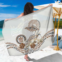 Polynesian Manta Ray Sarong Beige Floral Turtle Tattoo - Polynesian Pride