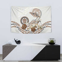 Polynesian Manta Ray Tapestry Beige Floral Turtle Tattoo - Polynesian Pride