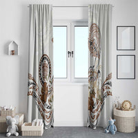 Polynesian Manta Ray Window Curtain Beige Floral Turtle Tattoo - Polynesian Pride