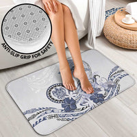 Polynesian Manta Ray Bathroom Set Blue Floral Turtle Tattoo - Polynesian Pride