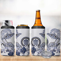 Polynesian Manta Ray 4 in 1 Can Cooler Tumbler Blue Floral Turtle Tattoo - Polynesian Pride