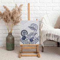 Polynesian Manta Ray Canvas Wall Art Blue Floral Turtle Tattoo - Polynesian Pride