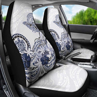 Polynesian Manta Ray Car Seat Cover Blue Floral Turtle Tattoo - Polynesian Pride