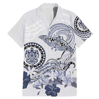 Polynesian Manta Ray Family Matching Mermaid Dress and Hawaiian Shirt Blue Floral Turtle Tattoo - Polynesian Pride