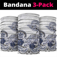 Polynesian Manta Ray Neck Gaiter Blue Floral Turtle Tattoo - Polynesian Pride