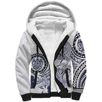 Polynesian Manta Ray Sherpa Hoodie Blue Floral Turtle Tattoo - Polynesian Pride