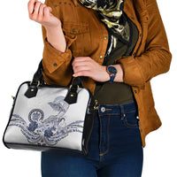 Polynesian Manta Ray Shoulder Handbag Blue Floral Turtle Tattoo - Polynesian Pride